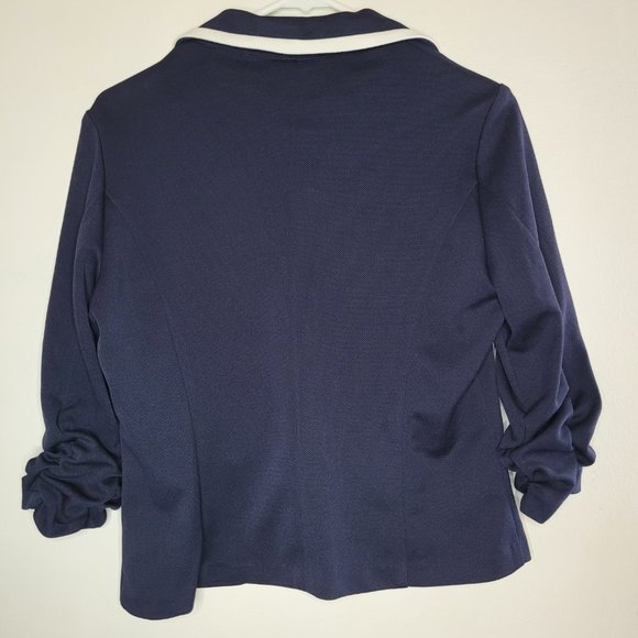 Nautical Blazer Soho Apparel LTD Navy Blue and White Small Collared Butt… - Picture 2 of 9